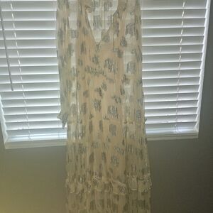 Elegant Cream and Silver Patterned Dress